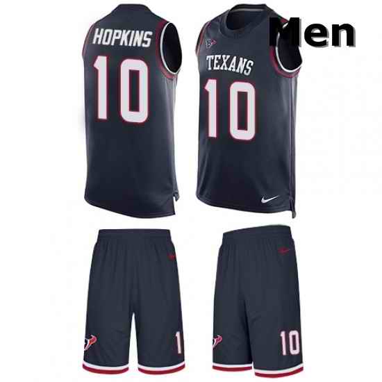 Men Nike Houston Texans 10 DeAndre Hopkins Limited Navy Blue Tank Top Suit NFL Jersey